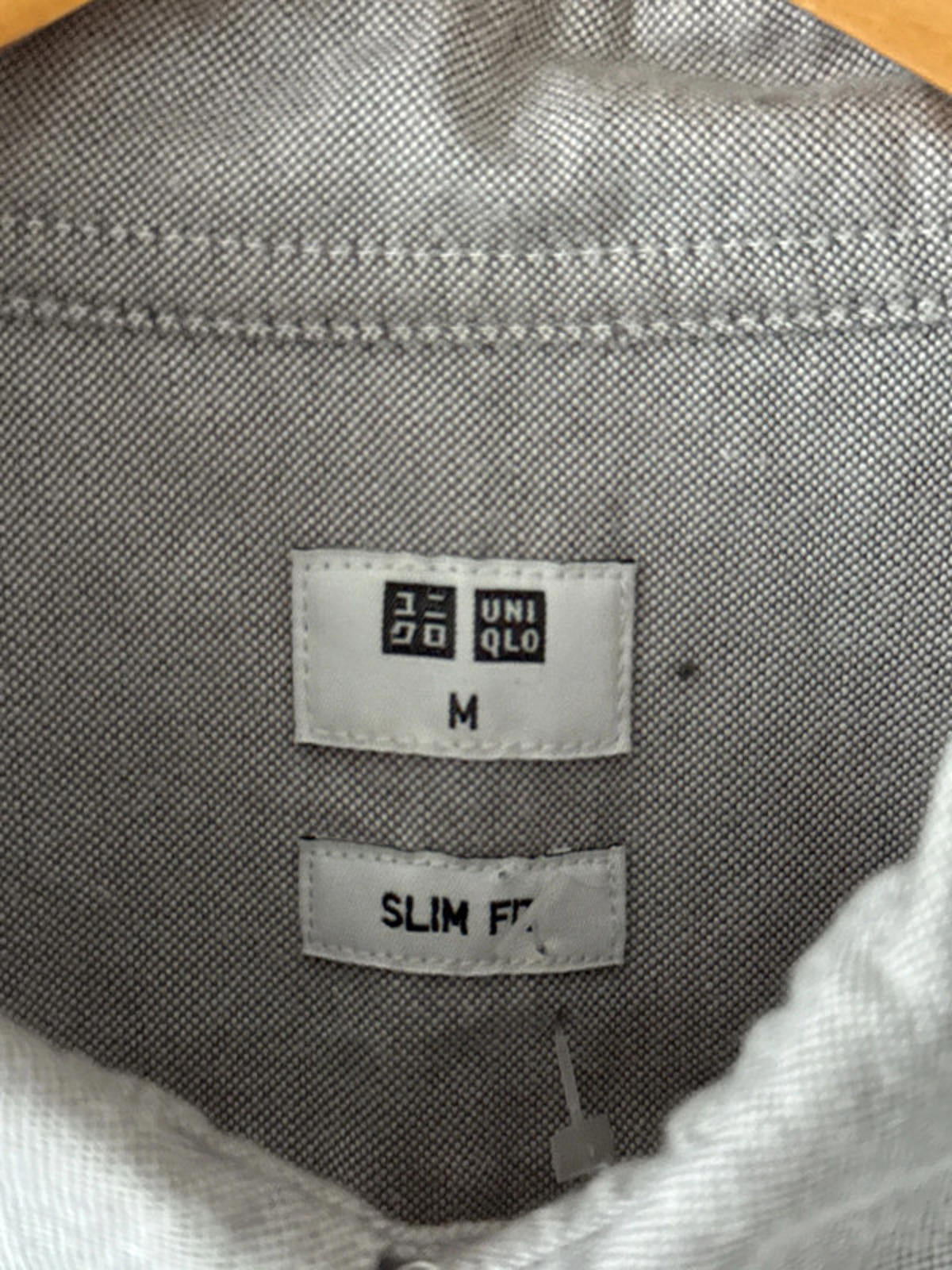 Men’s Uniqlo Slim Fit Long Sleeve Chambray Oxford Shirt in Grey - Medium - 0775