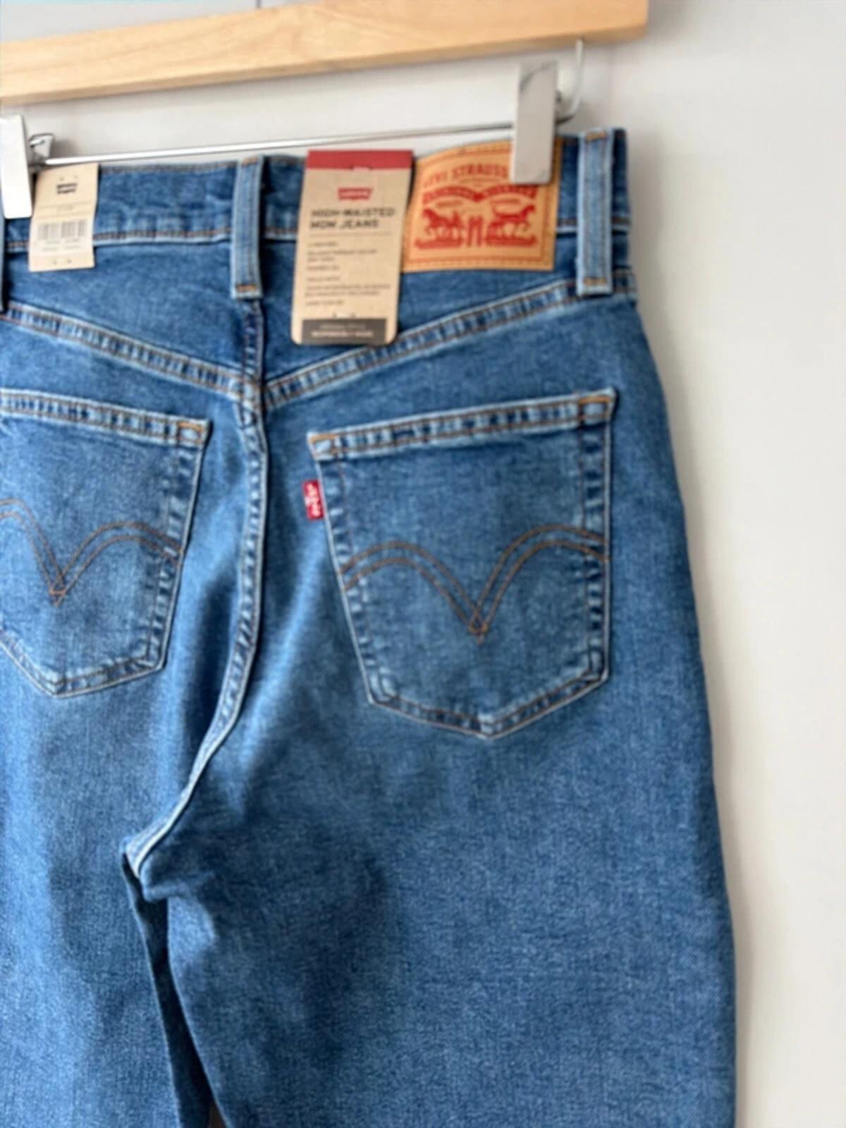 Women’s High Waisted Straight Leg Stretch Fit Mom Jeans In Navy - W27/L29 - 3433