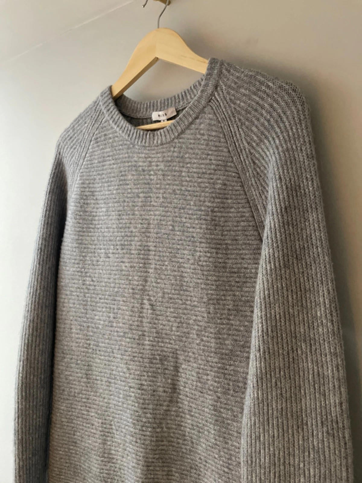 Men’s Reiss Premium Wool And Alpaca Crew Neck Ribbed Jumper In Grey - Small - 2534
