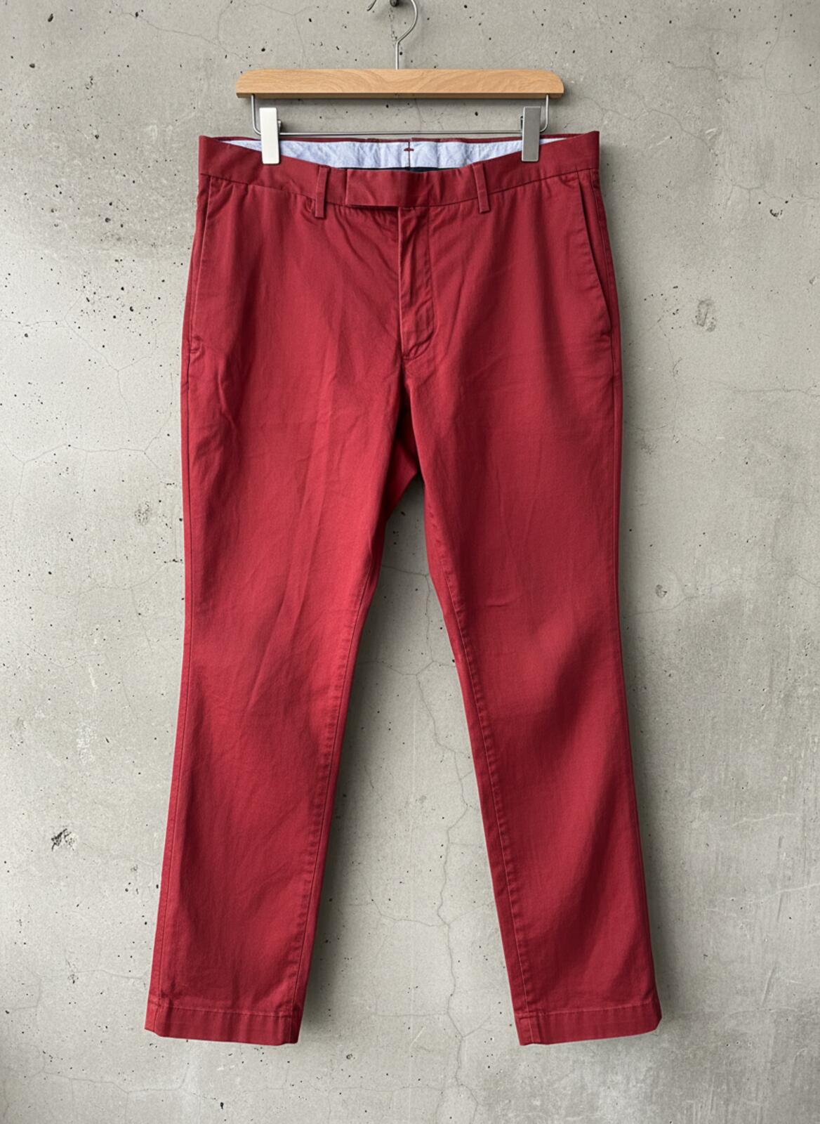 Men's Ralph Lauren Slim Stretch Fit Chino Trousers In Burgundy - W33/L34 - 3484