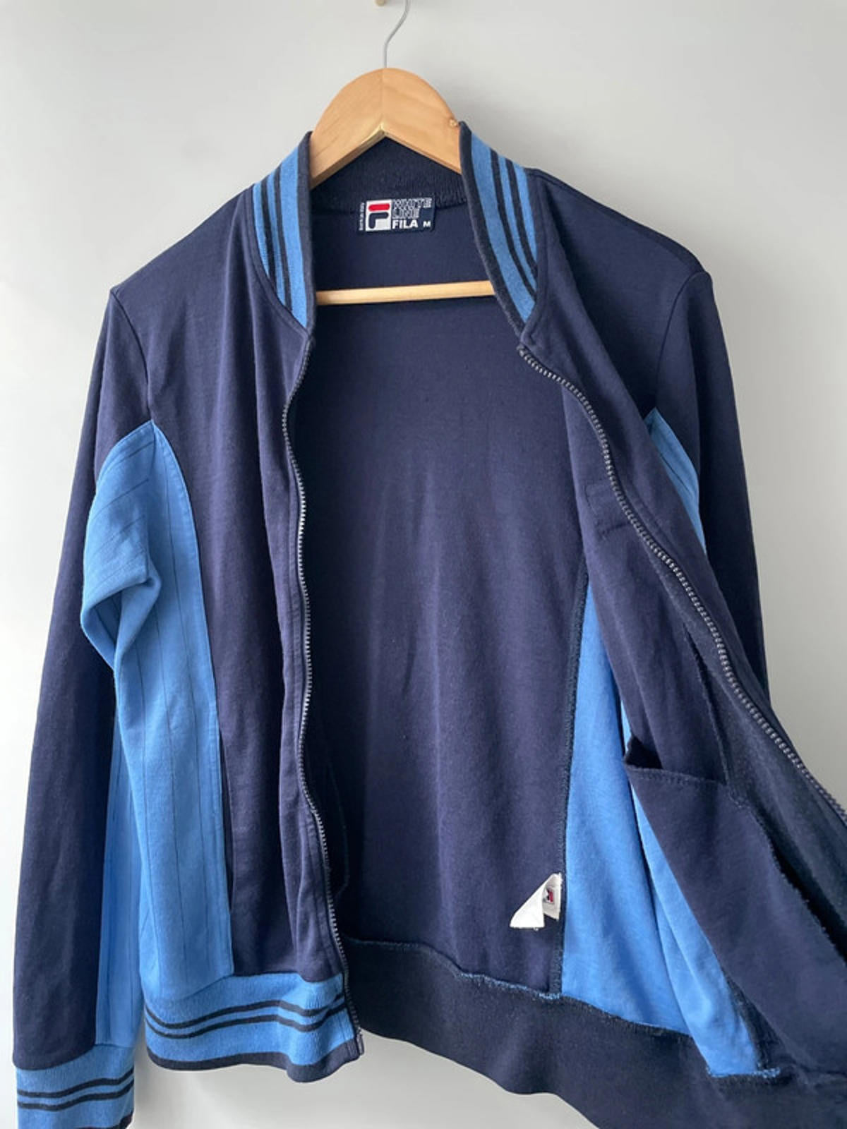Men’s Fila White Line Settanta Vintage Bomber Track Jacket in Navy - Medium-2590