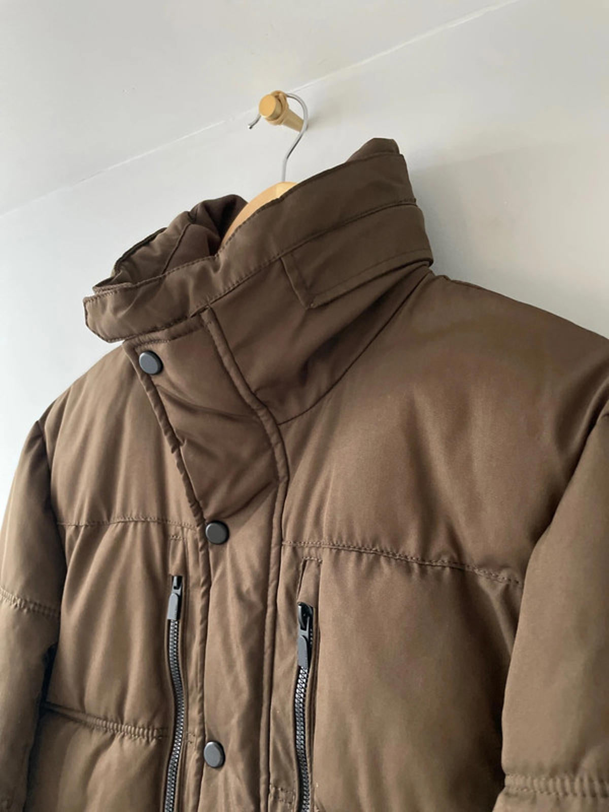 Men’s Zara Hooded Padded Puffer Jacket In Brown - Small - 2495