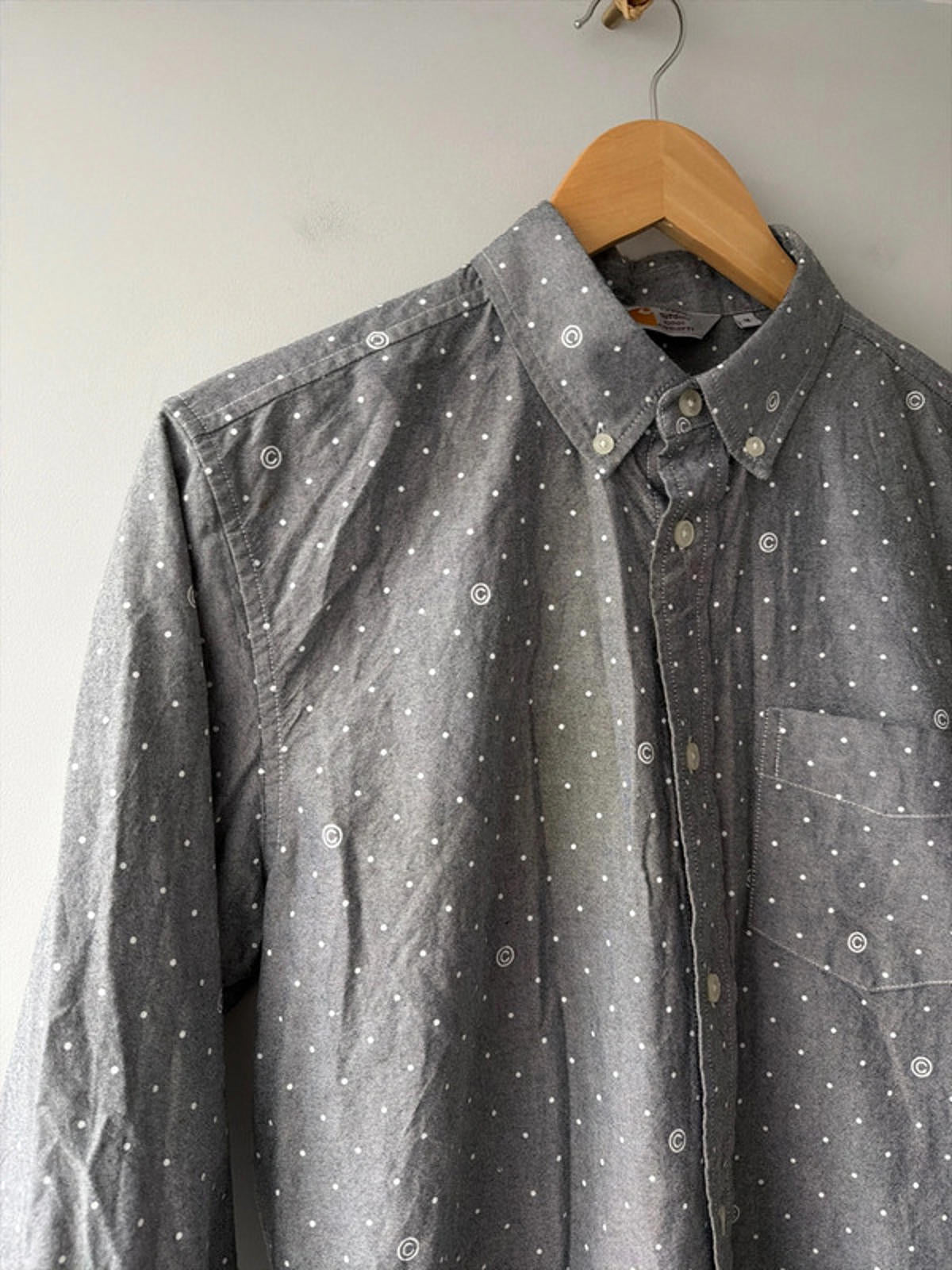 Men’s Carhartt Coppell Oxford Printed Logo Chambray Shirt In Grey- Medium - 2688