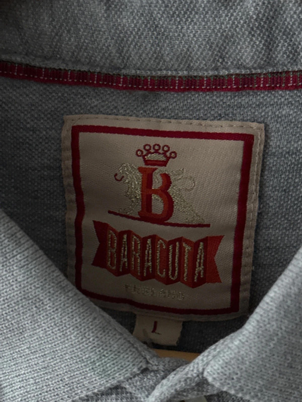 Men’s Baracuta Classic Polo Top With Dutton Down Collar In Grey - large - 0293