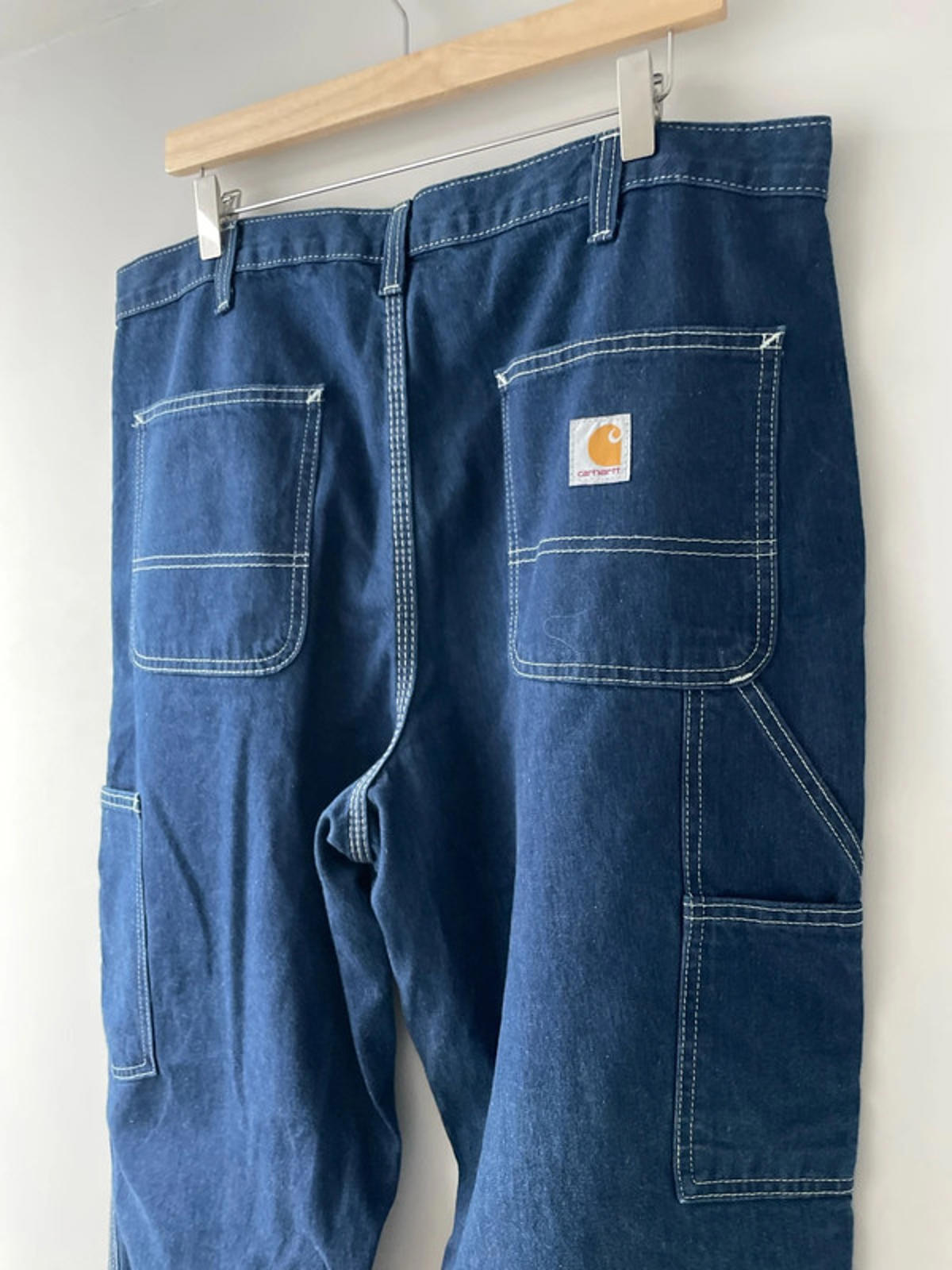 Men’s Carhartt Carpenter Style Contrast Stitching Dungaree Fit Jeans In Navy - W34/L30 - 2519