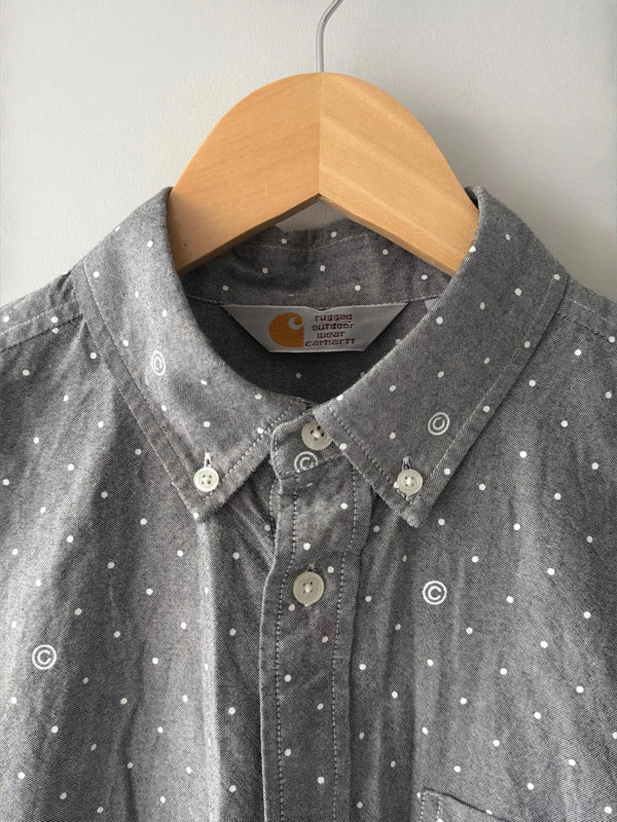 Men’s Carhartt Coppell Oxford Printed Logo Chambray Shirt In Grey- Medium - 2688