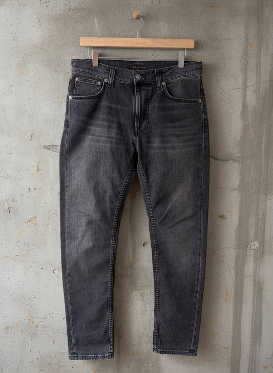 Men’s Nudie Lean Dean Slim Fit Jeans In Washed Black - W31/L30 - 3765