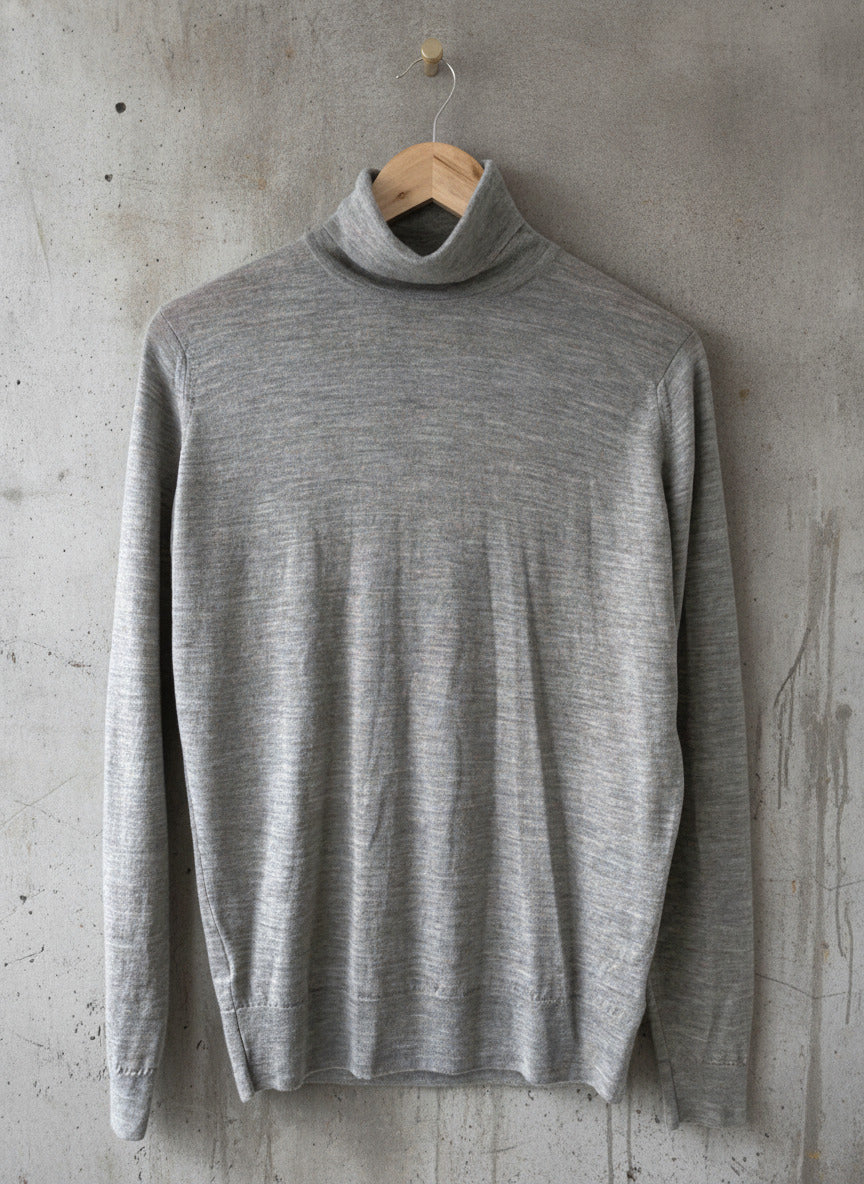 Men’s John Smedley Made In England Wool Roll Neck Jumper In Grey - Medium - 2288