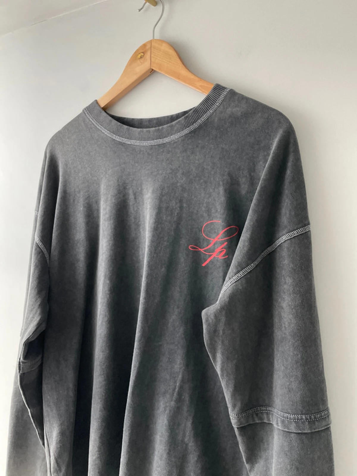 Men’s Liquor n Poker Oversized Long Sleeve Crew Neck T-Shirt In Grey - Medium - 2244