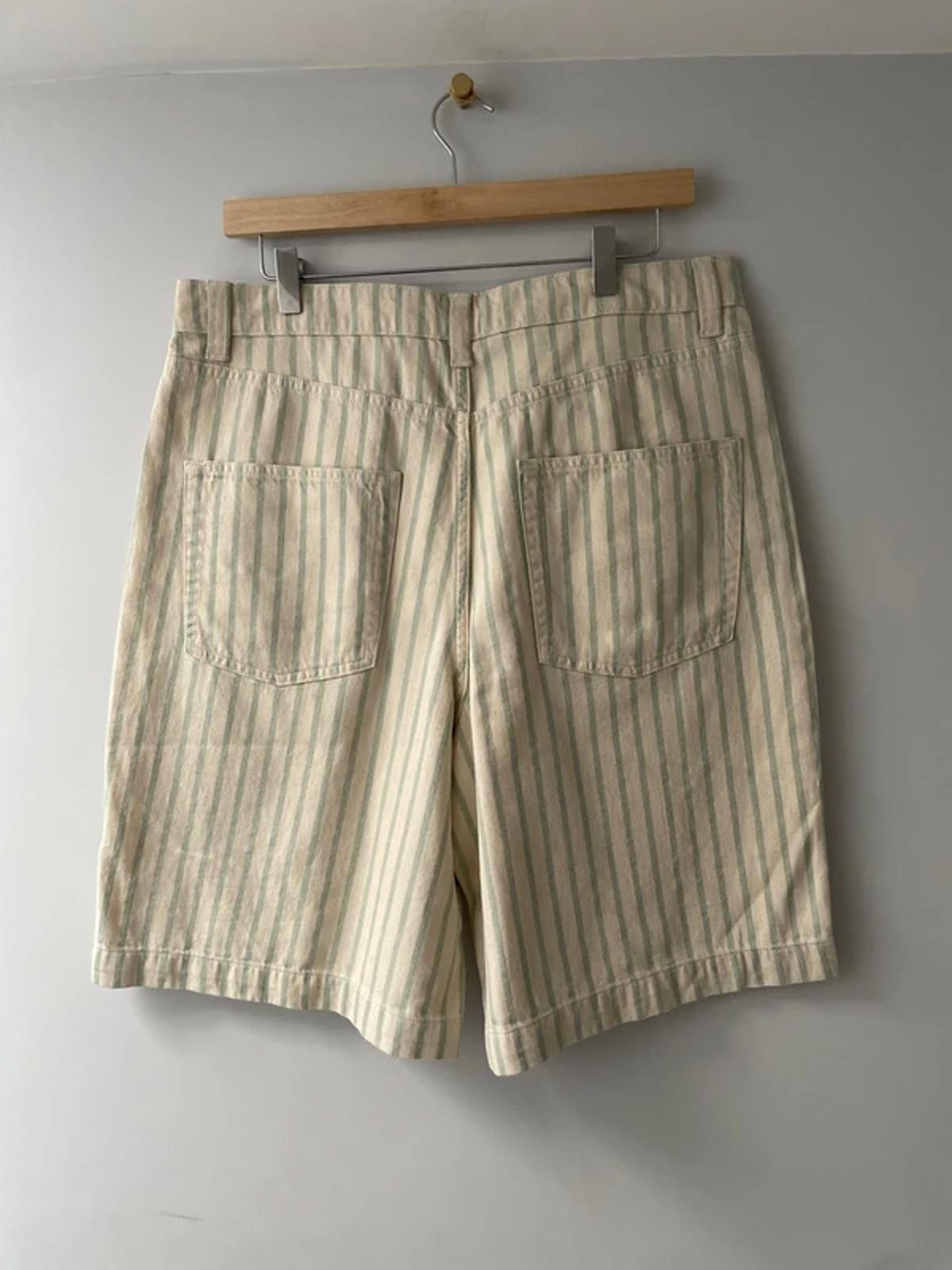 Men’s Stripped Classic Chino Shorts in Green/Cream - W34/L10.5 - 3166