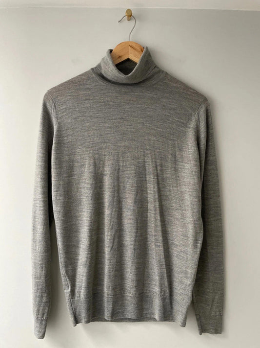 Men’s John Smedley 100% Premium Wool Roll Neck Jumper In Grey - 2288 - Medium