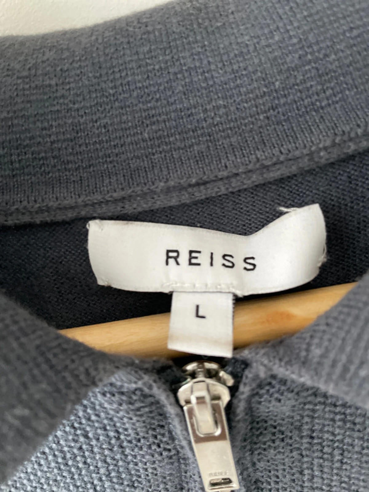 Men’s Reiss 1/4 Zip Premium Knitted Polo Top In Grey - Large - 2514