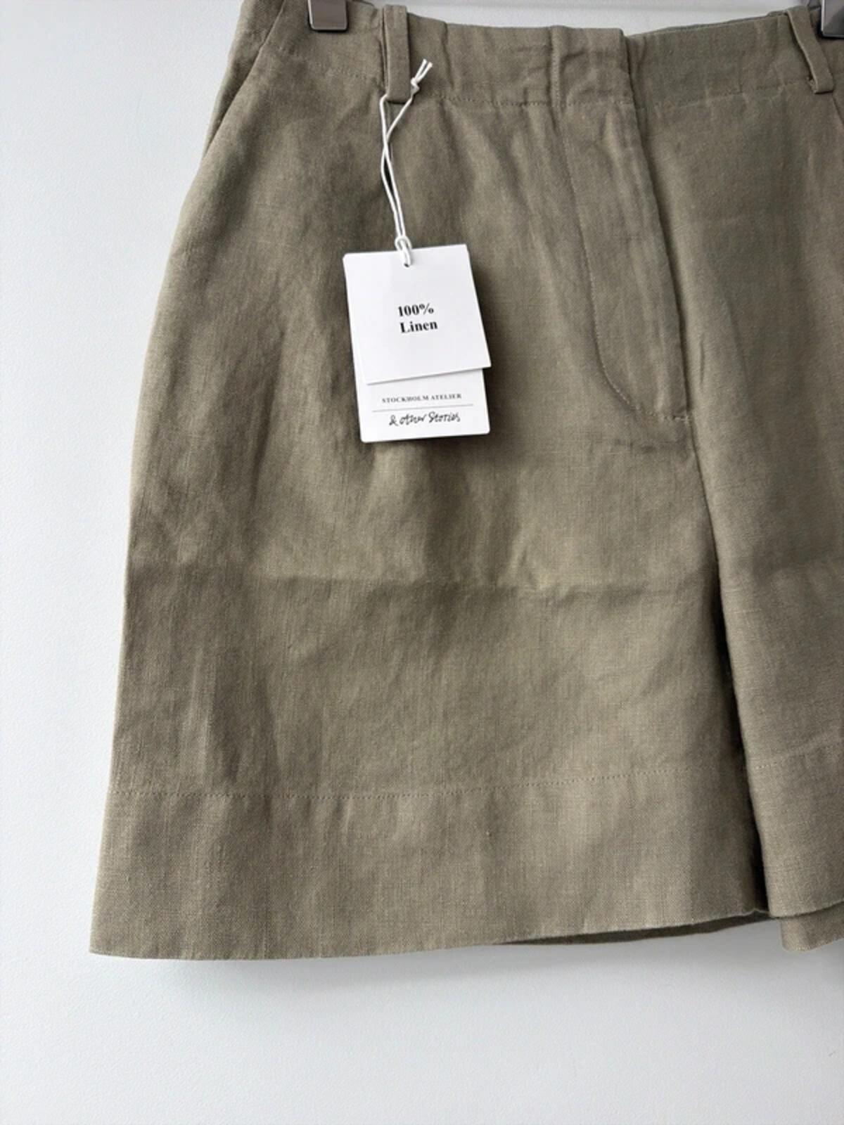 Women’s & Other Stories 100% Linen Shorts In Khaki - Uk6 - 3371