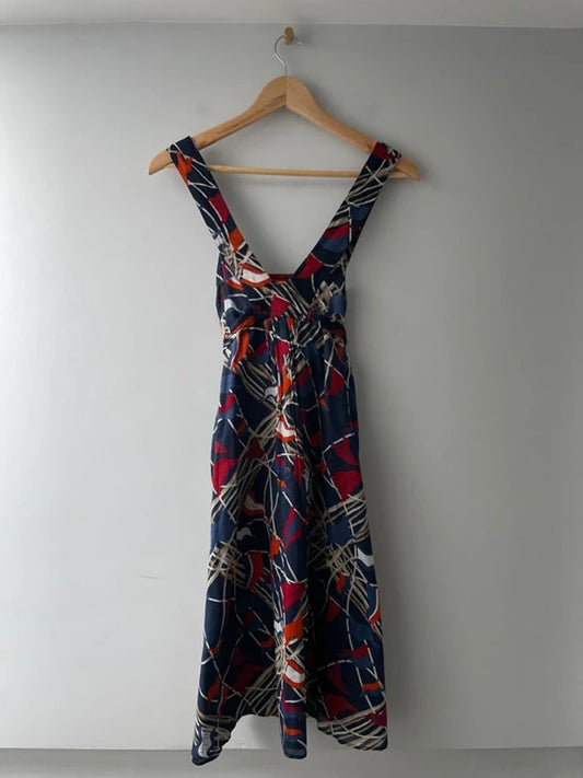 Women’s Burberry Nautical Design Print Dress with Side Zip in Navy/Red - UK10 - 2919