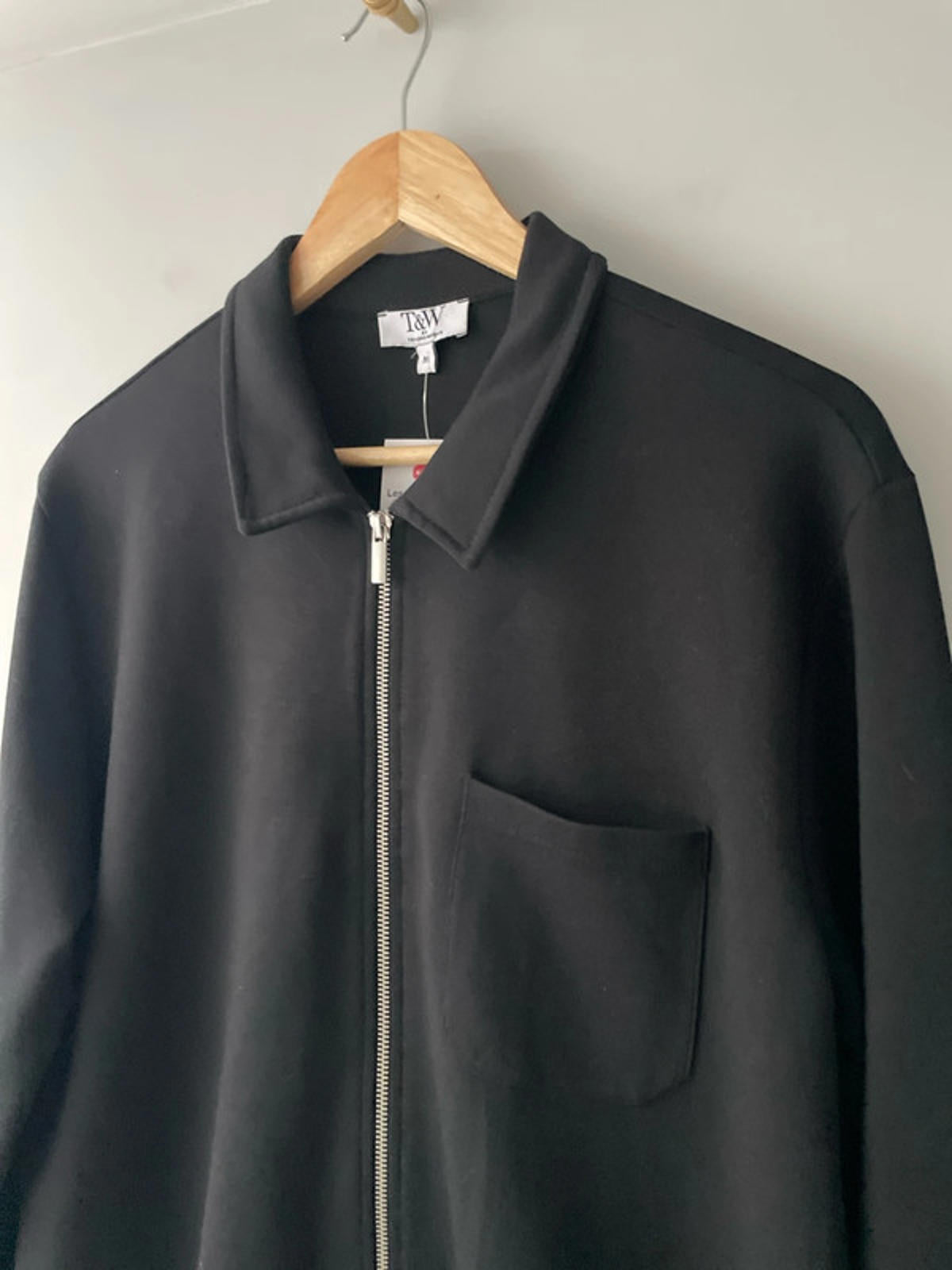 Men’s Tailor & Wright Full Zip Harrington Shacket In Black - Medium - 2546