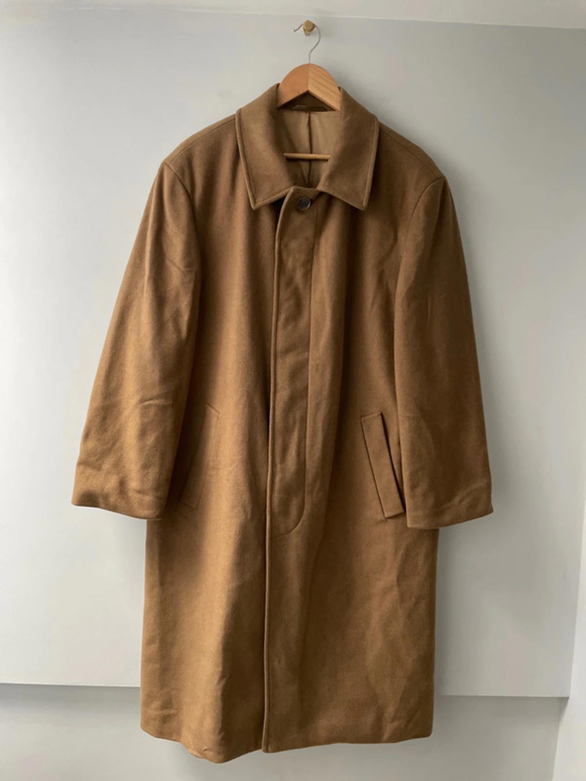 Men’s Werther Wool Cashmere blend Longline Coat In Camel - Large -2460