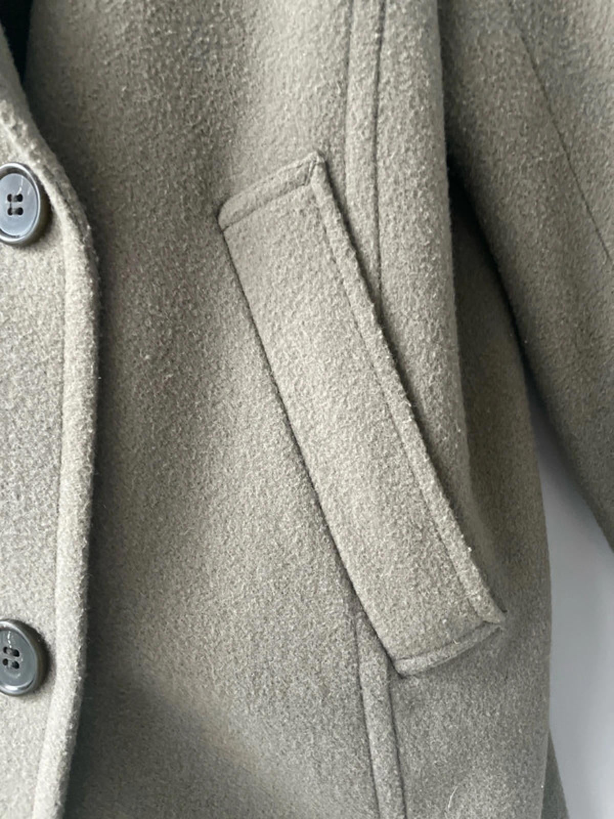Women’s Uniqlo Double Breasted Wool Jacket Peacoat In Light Khaki - Small - 2566