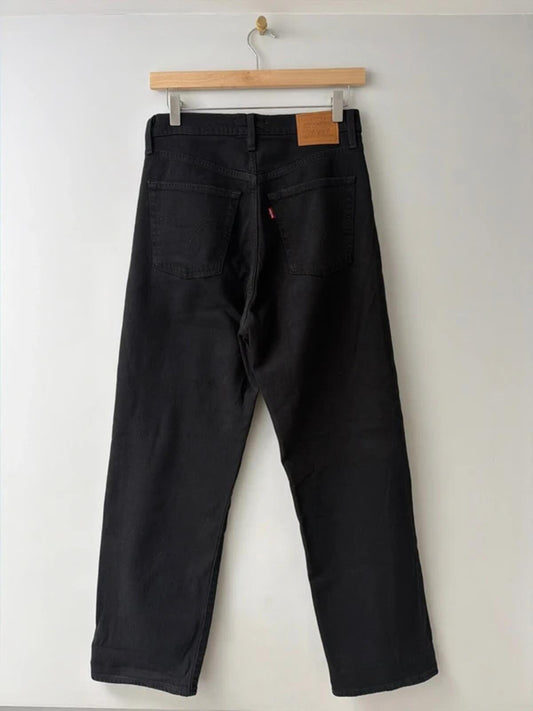 Women’s Levi’s High Waisted Ribcage Straight Fit Jeans In Black - W28/L27 - 3356