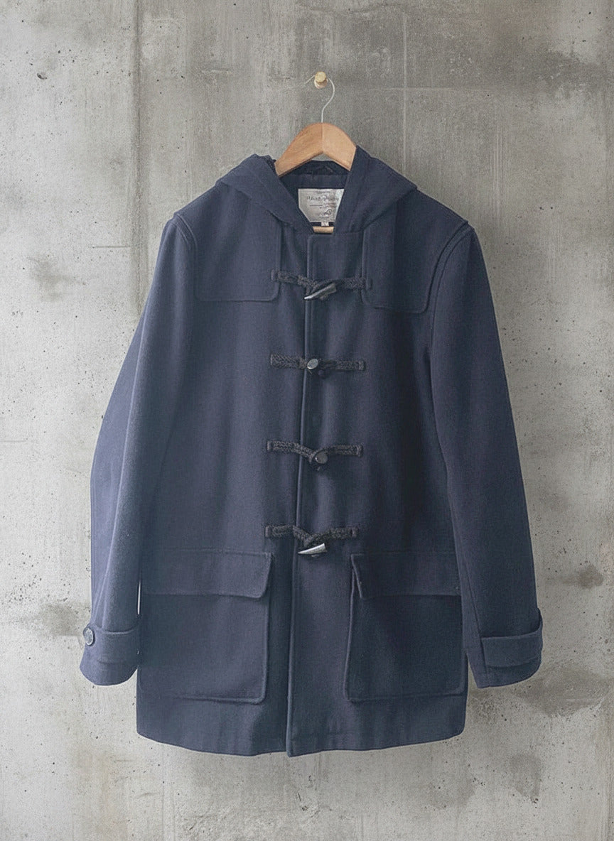 Men's Stanley Adams Premium Wool Hooded Duffle Coat In Navy - Large - 2440