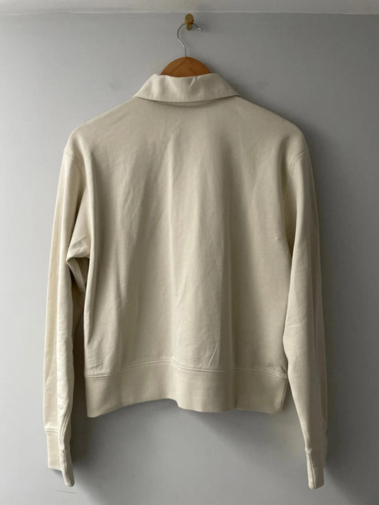 Mens Calvin Klein 1/4 Zip Rugby Polo Sweatshirt In Cream - Small- 2326
