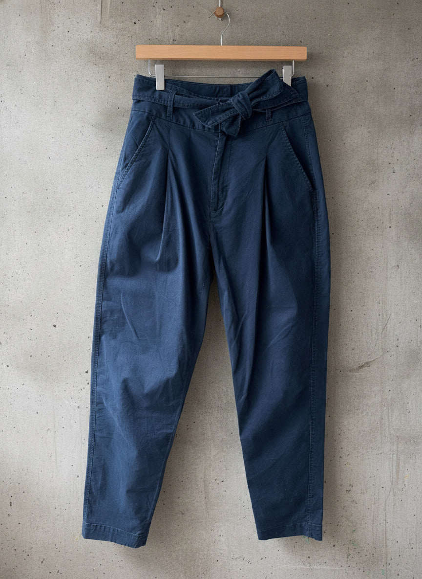 Women’s Ralph Lauren Wide leg Pleated Trousers With Belt In Navy - W29/L30 -3833