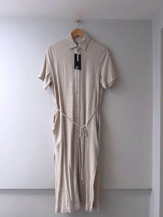 Women’s Weekday Carla Premium Linen Dress In Beige - XSmall - 3214