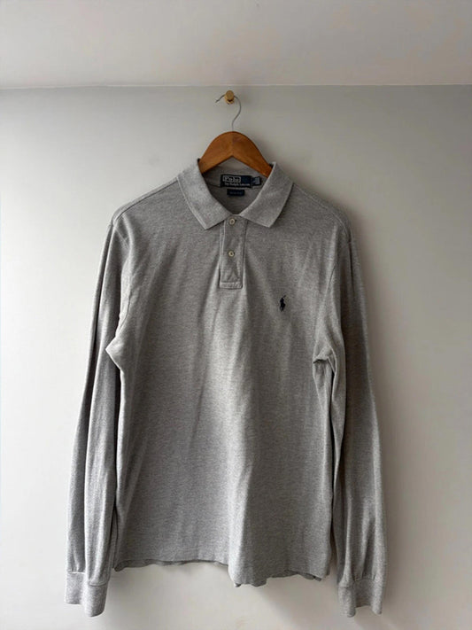 Men’s Ralph Lauren Slim Fit Long Sleeve Polo Top In Grey - Large - 2684