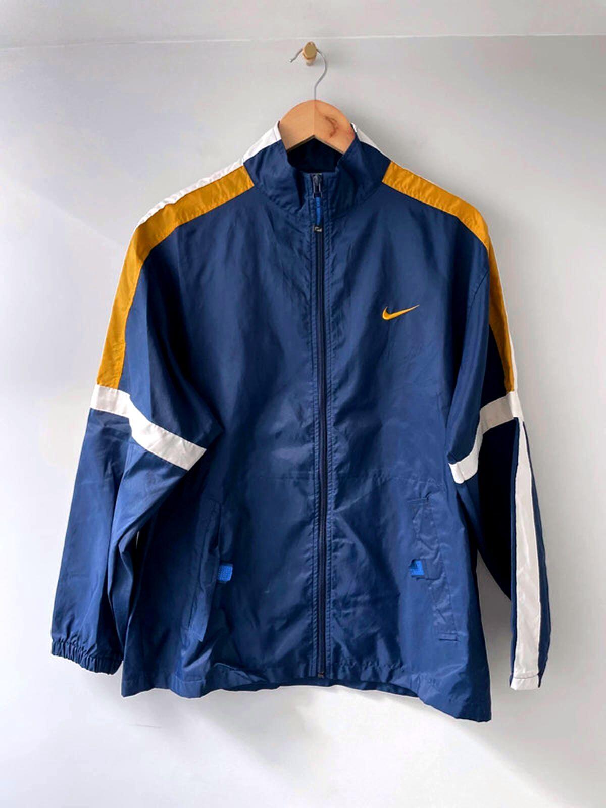 Men’s Nike Vintage Full Zip Windbreaker Jacket in Navy/Gold/White - XLarge -2508