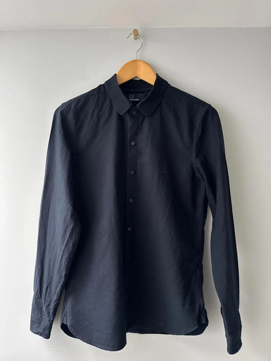 Men’s Fred Perry long sleeve Linen Look shirt With Rib Collar - Small - 0435