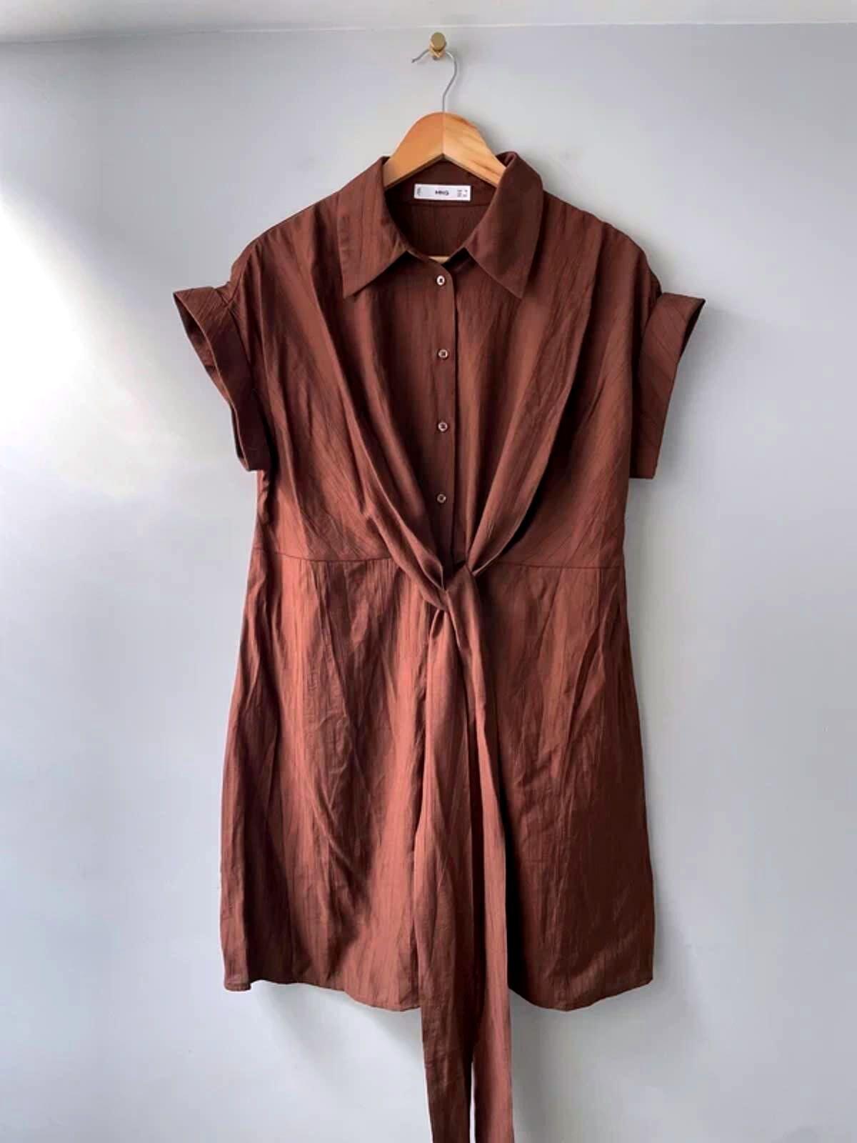 Women’s Mango Tied Bow A Line Dress in Brown - XSmall - 3069