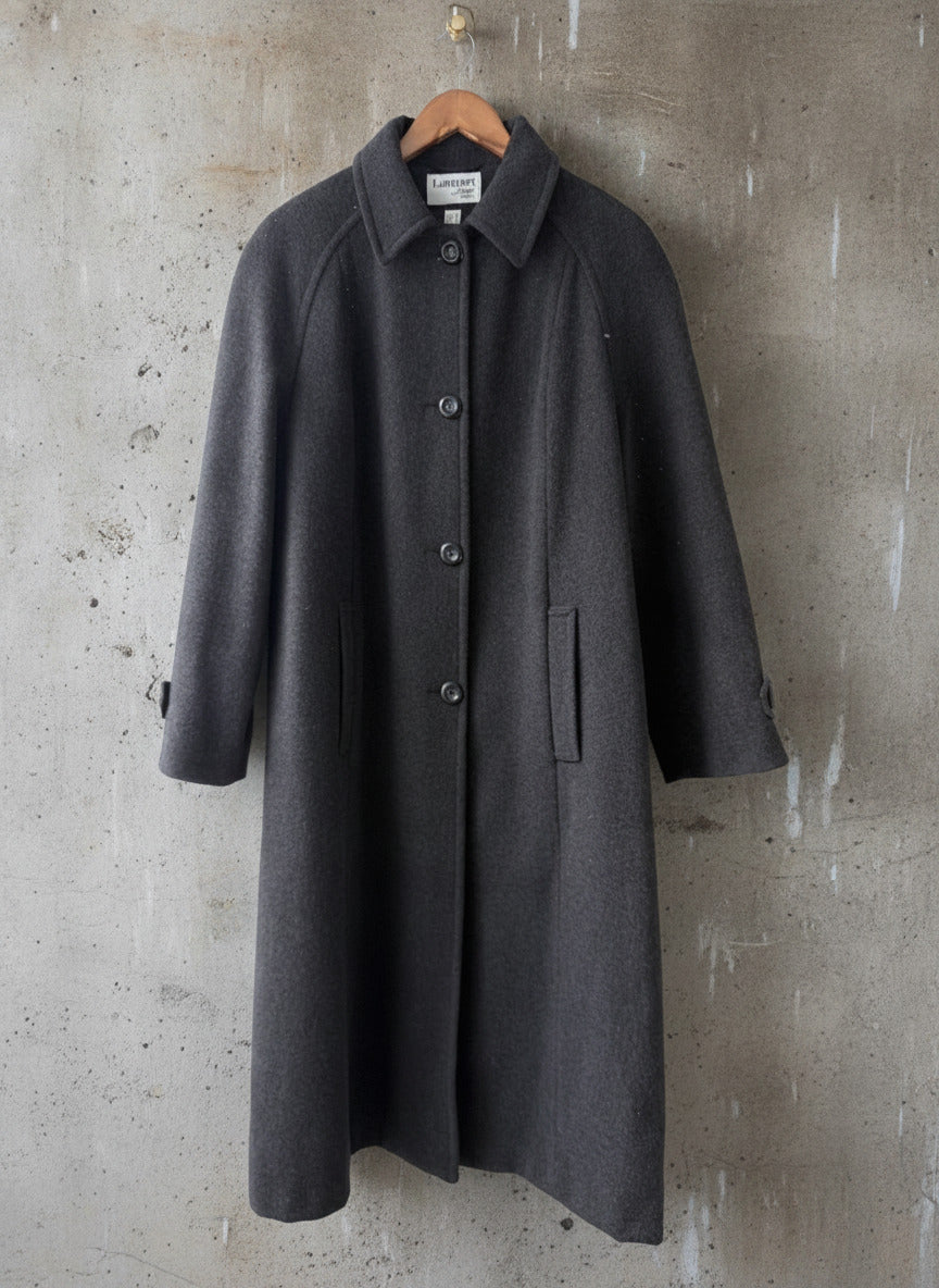 Women’s Lampert London Premium Wool Overcoat Pea Coat In Dark Grey - Uk14 - 3731