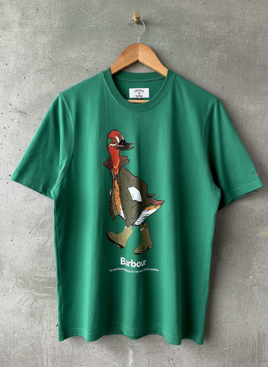 Mens Barbour x Noah Green Duck Graphic T-Shirt In Green - Small - 3501