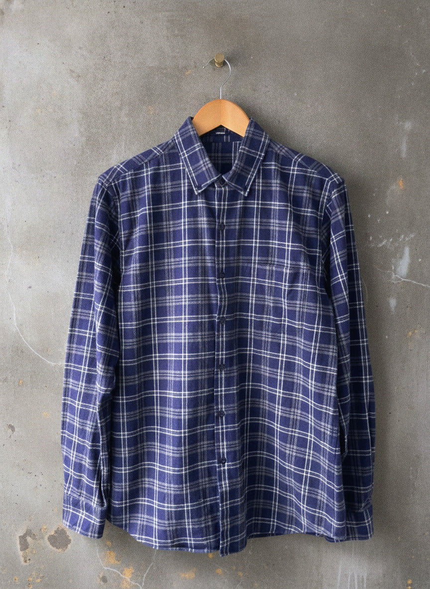 Men’s Denham Premium Brushed Cotton Check Shirt In Navy - Large - 1878