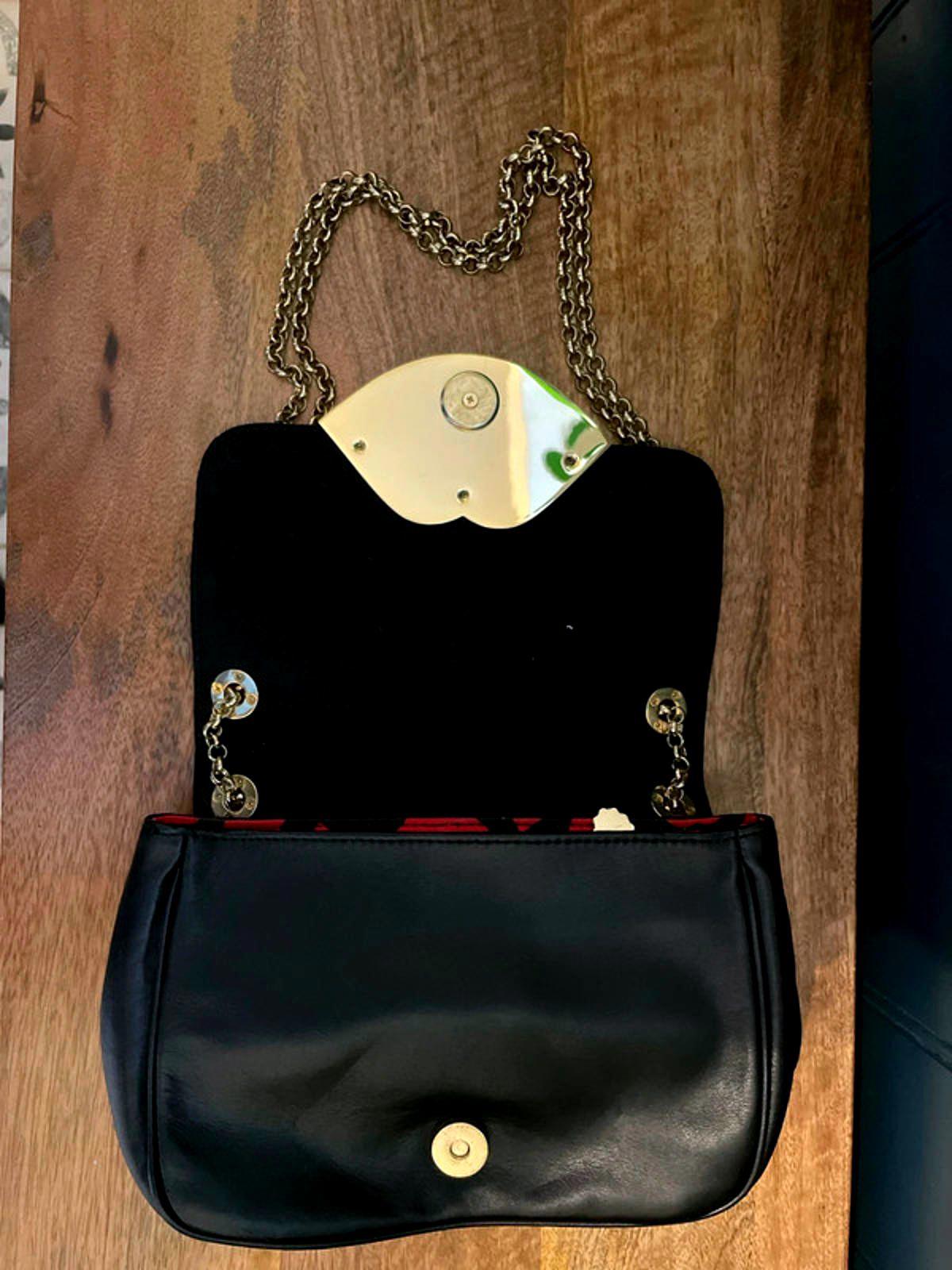 Women’s Lulu Guinness Eva Leather Shoulder Clutch Crossbody Bag In Black - 2849
