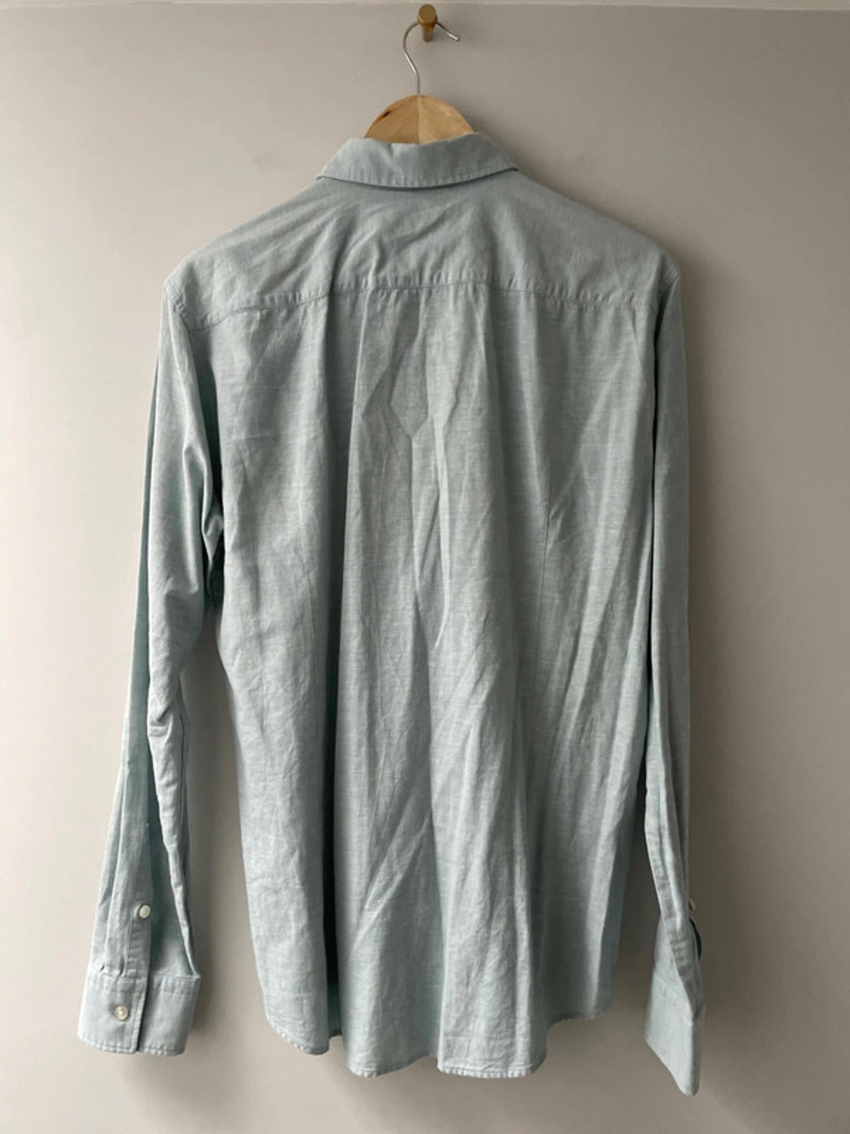 Men’s Hugo Boss Linen Long Sleeve Slim Fit Shirt in Light Blue - Medium - 2290