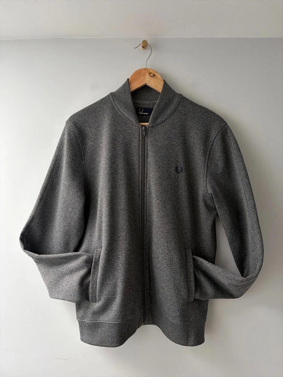 Men’s Fred Perry Zip Through Bomber Jacket In Grey - Medium - 2691