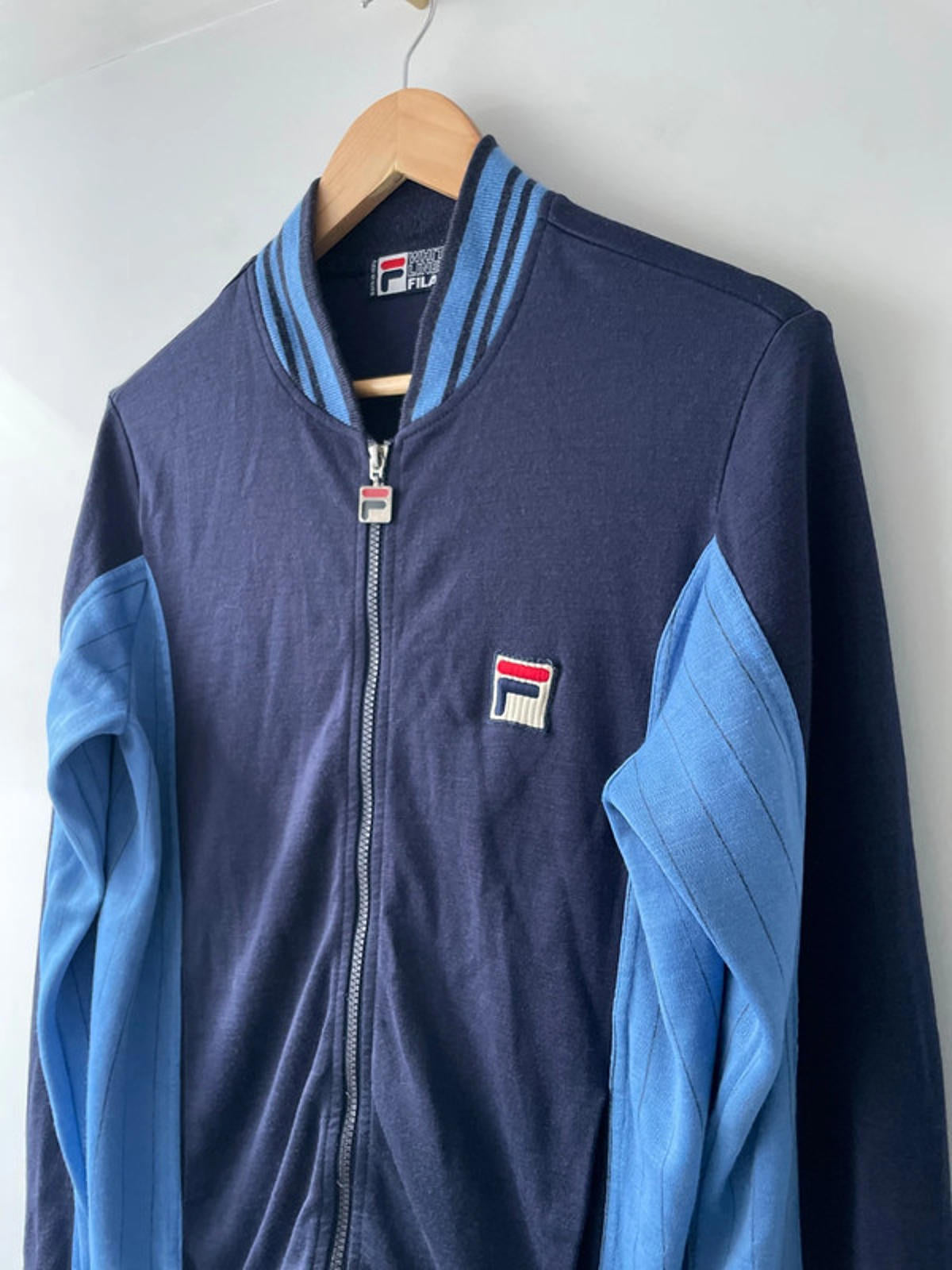Men’s Fila White Line Settanta Vintage Bomber Track Jacket in Navy - Medium-2590