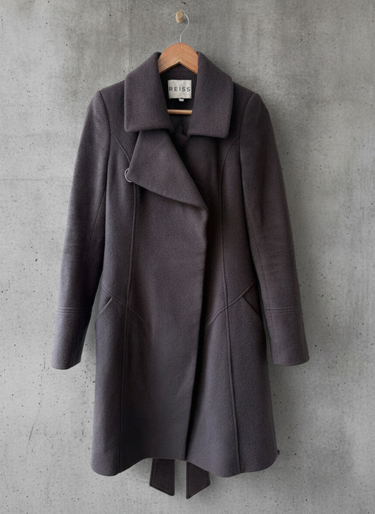 Women’s Reiss Wool & Cashmere Blend Overcoat Jacket In Grey - Small - 3787