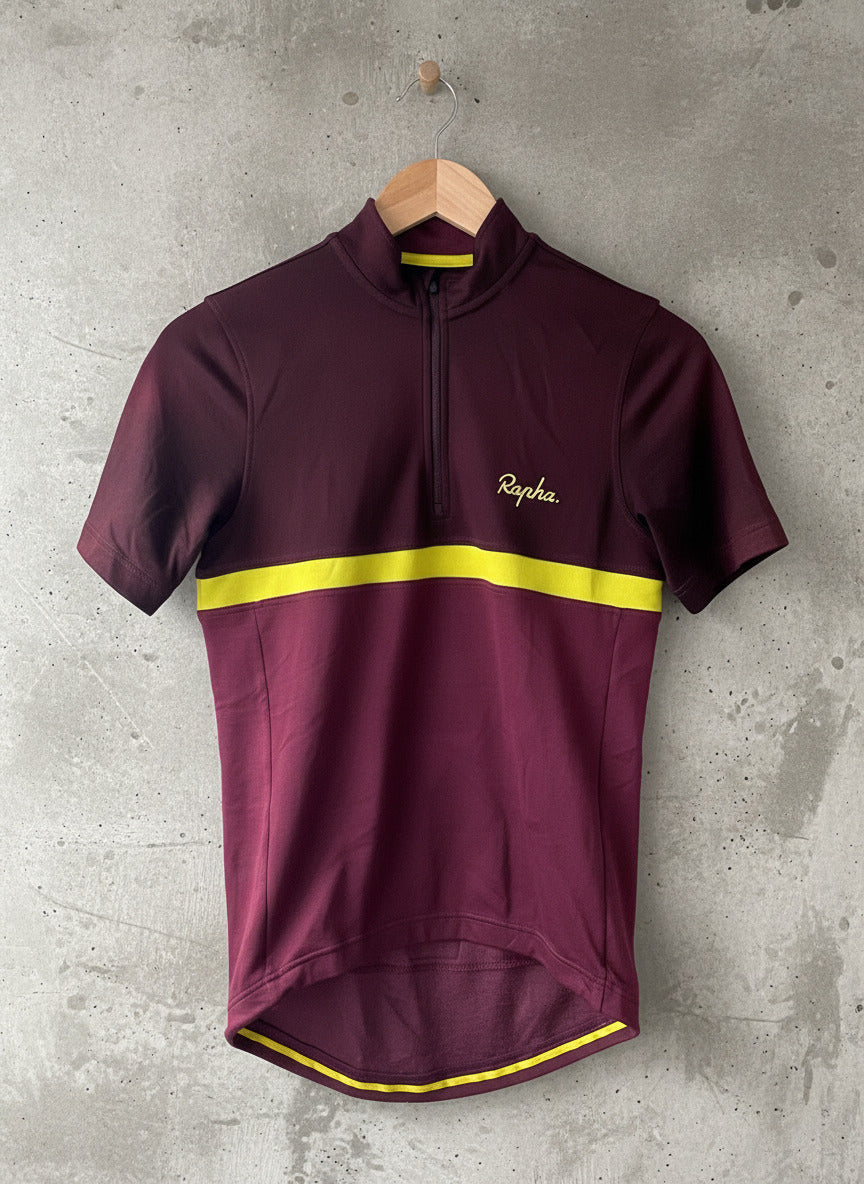 Men’s Rapha Club Merino Wool Cycling Jersey Top In Burgundy - Small - 2317