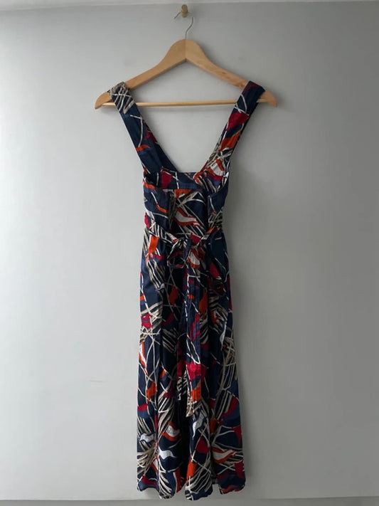 Women’s Burberry Nautical Design Print Dress with Side Zip in Navy/Red - UK10 - 2919