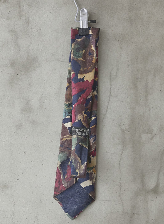 Unisex Pierre Cardin Made In UK Silk Tie With Abstract Multicolor Pattern - 3841