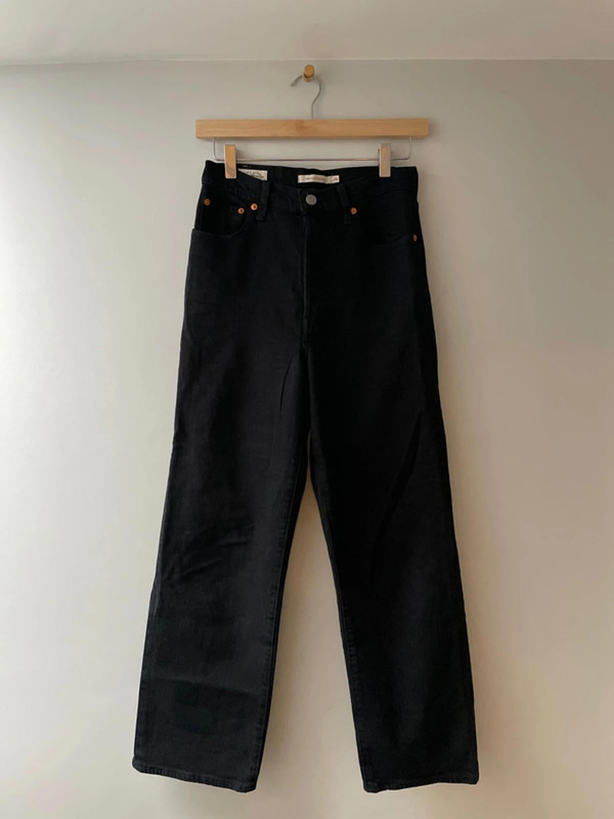 Women’s Levi’s High Waisted Ribcage Straight Fit Jeans In Black - W26/L27 - 2758