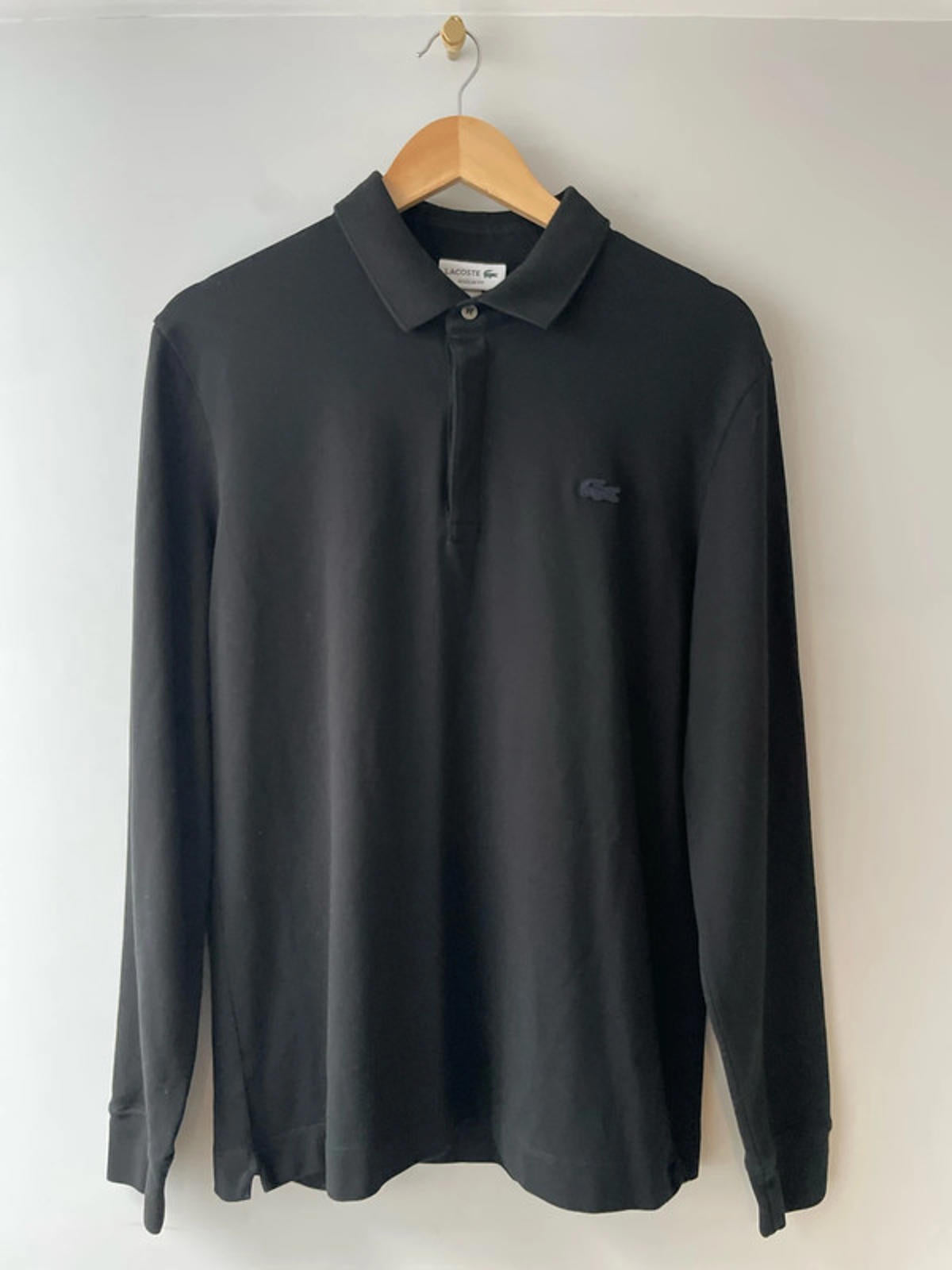 Men’s Lacoste Long Sleeve Polo Regular Fit in Black - Large - 2534