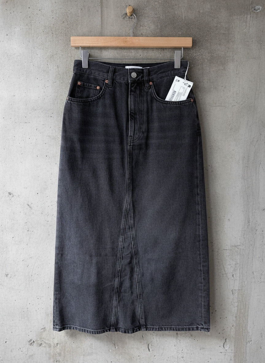 Women’s & Other Stories Longline Denim Skirt In Washed Black - W27/L34 - 3753