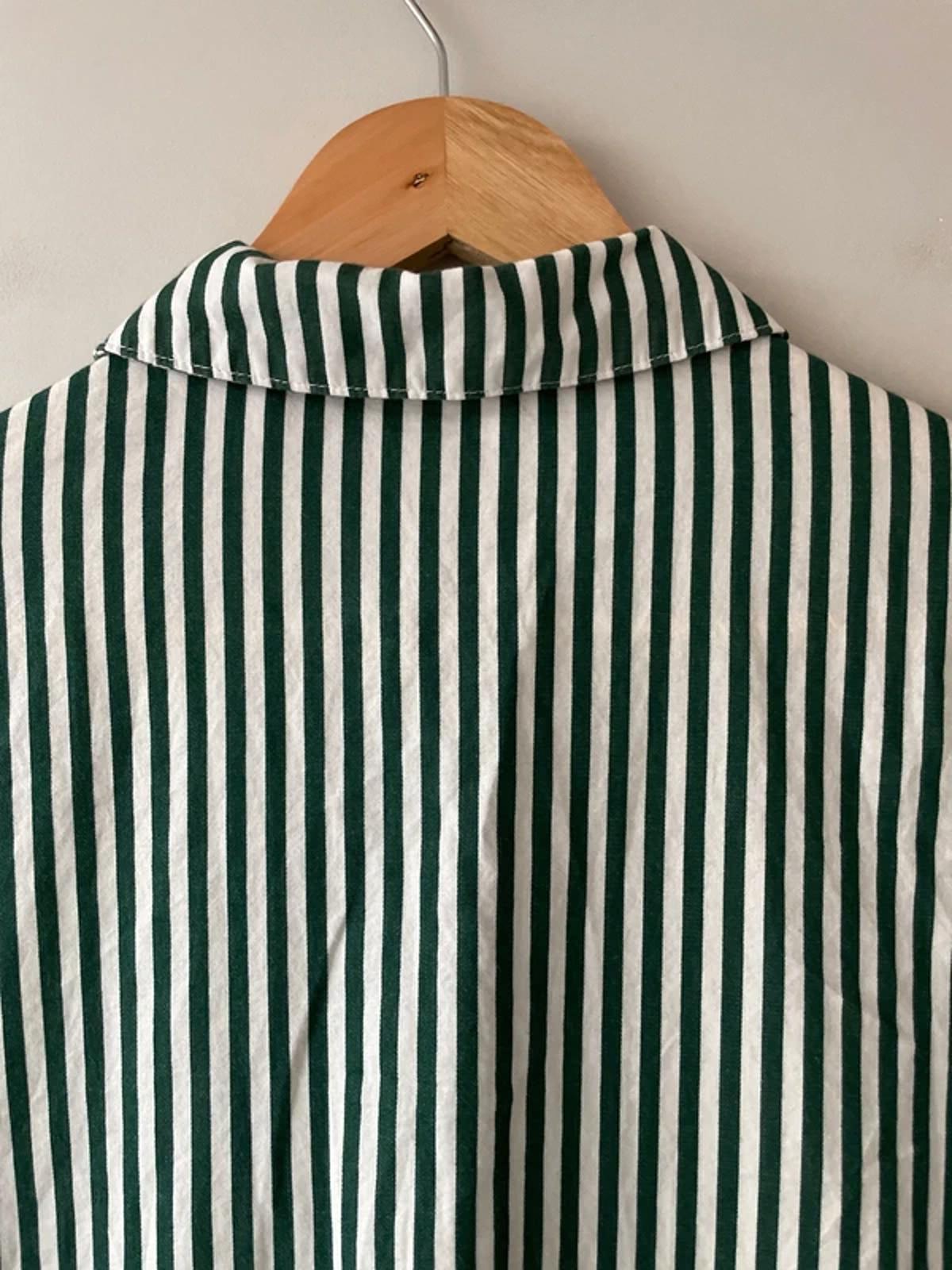 Men’s H&M X Smiley Colab Striped Short Sleeve Shirt in Green/White - Small -2935