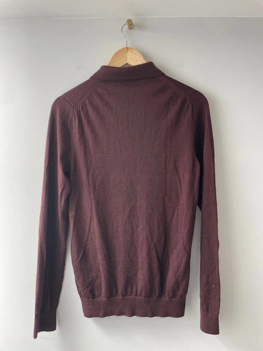 Men’s Reiss 100% Merino Wool Premium Long Sleeve Polo Top - Small - 1579