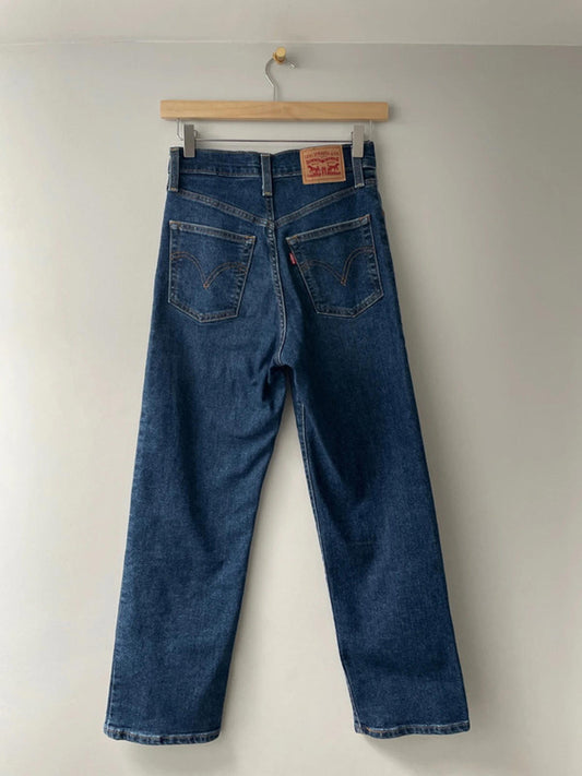 Women’s Levi’s High Waisted Ribcage Boot Cut Fit Jeans In Navy - W25/L27 - 2652