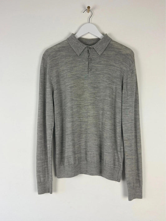 Men’s Reiss Premium 100% Wool Long Sleeve Polo Shirt Top - Large  -1444