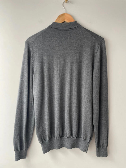 Men’s Hugo Boss Slim Fit Long Sleeve 100% Merino Wool Knitted Polo Top - Medium - 2016