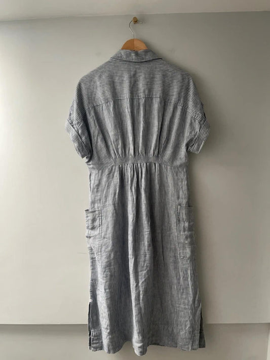 Women’s White Stuff Premium Linen Dress in Blue/white Stripe - UK10 - 3038